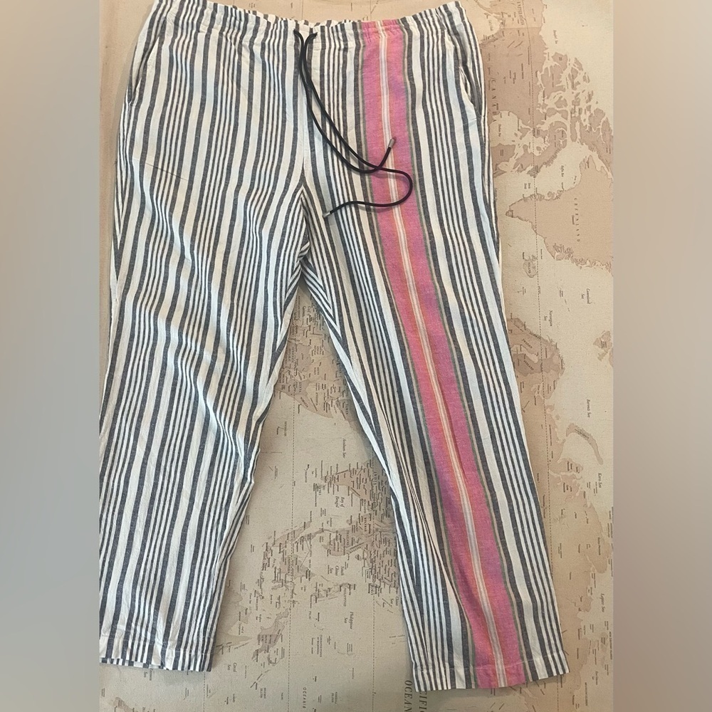 MR TURK Striped Linen Pants Size XXL
